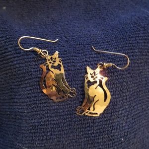 Cat Gold Plated Earring